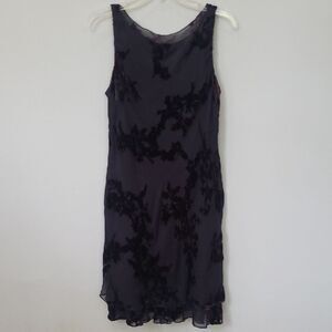 JNY Dress Womens 14 Dark Velvet Burnout Sheer Tiered Whimsigoth Grunge Hoco